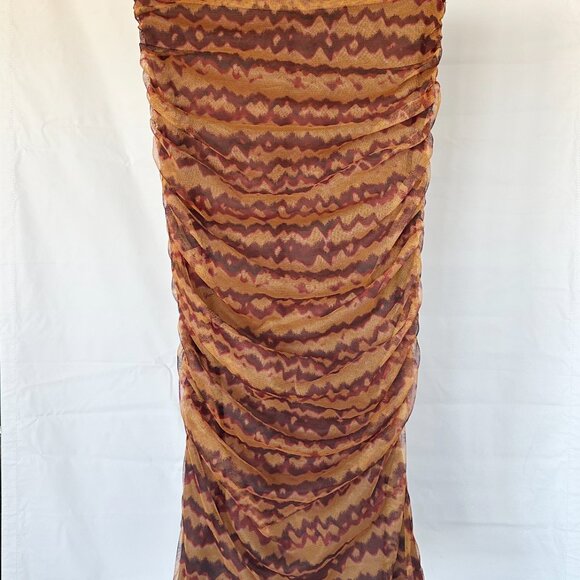 Zara TULLE PENCIL MIDI SKIRT High-waist w/ Elastic Waistband BROWN SIZE Small - Picture 4 of 6